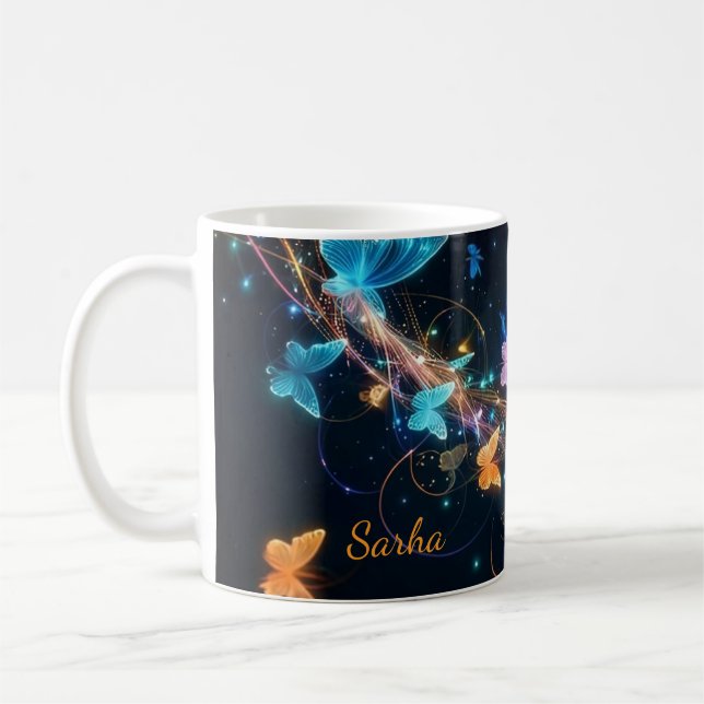 Personlig Mystisk Fjärilsmugg Kaffemugg (Vänster)