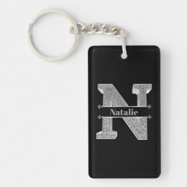 Personlig N Inledande Silver Monogram Ditt namn