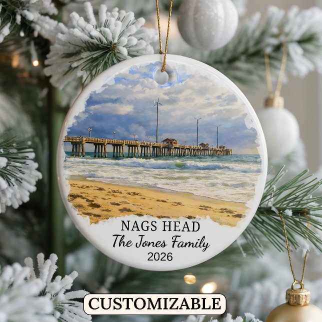 Personlig Nags Head-ornament, North Carolina Julgransprydnad Keramik (Skapare uppladdad)