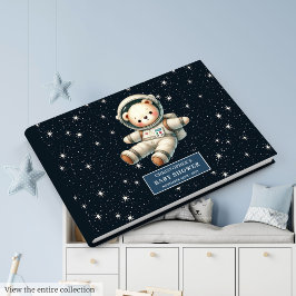 Personlig Nalle Astronaut Boy Shower Gästböcker