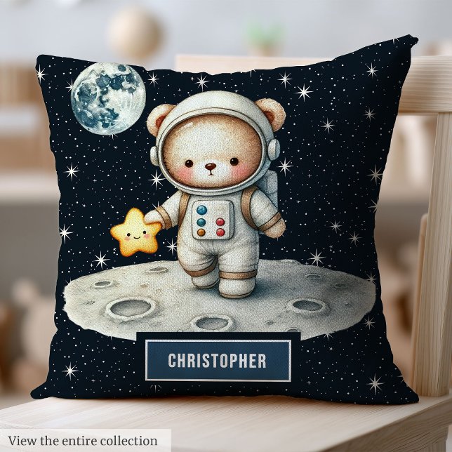 Personlig Nalle Astronaut Pillow Pojke Kudde (Personalized Teddy Bear Astronaut Pillow Baby Boy)