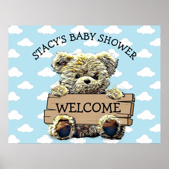 Personlig Nalle Babyskylt Poster (Framsidan)