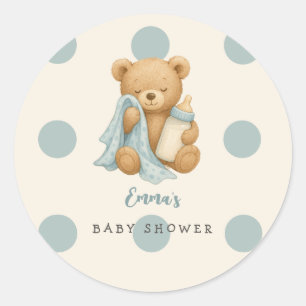 Personlig Nalle Boy Shower Sticker Runt Klistermärke