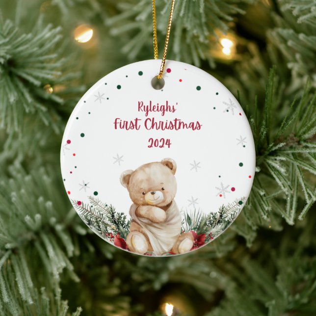 Personlig Nalle Första jul Julgransprydnad Keramik (Träd)