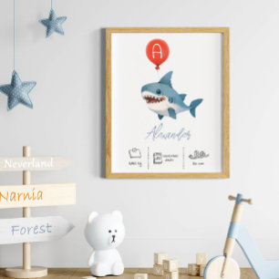 Personlig Nalle med ballonger Nursery Poster