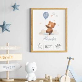Personlig Nalle med ballonger Nursery Poster
