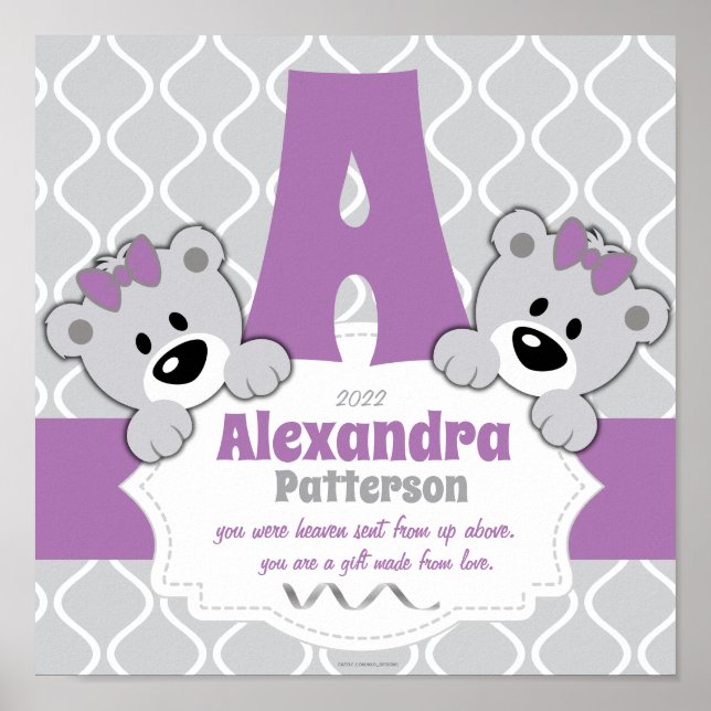 Personlig Nalle Nursery Room Poster (Framsidan)