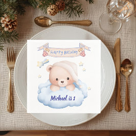 Personlig nallebjörn 1-årsdag pappersservett
