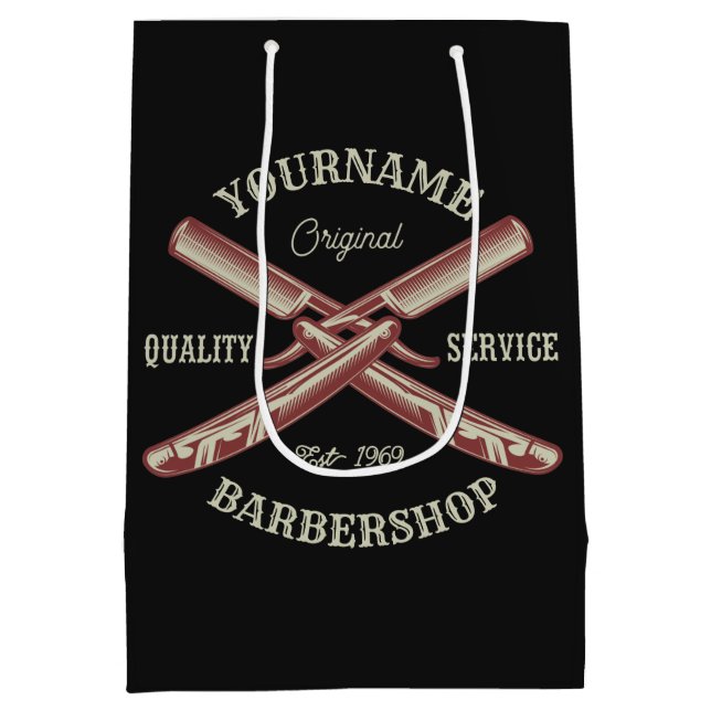 Personlig NAME Barberare Rakkniv Barbershop (Baksidan)
