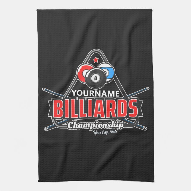 Personlig NAME Biljard 8 Balls Pool Köställ  Kökshandduk (Vertikal)