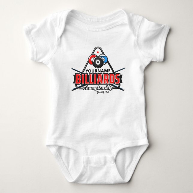 Personlig NAME Biljard 8 Boll Pool Körack  T Shirt (Framsida)