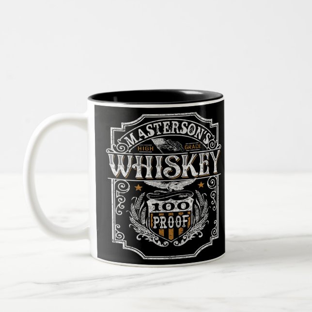 Personlig NAME Gammal Västra Whiskey Bryggeri Bar Två-Tonad Mugg (Vänster)