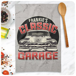 Personlig NAME Klassisk Bilgarage Anpassad Butik Kökshandduk