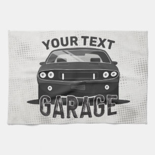 Personlig NAME Klassisk Muskelbil Garag Retro Kökshandduk