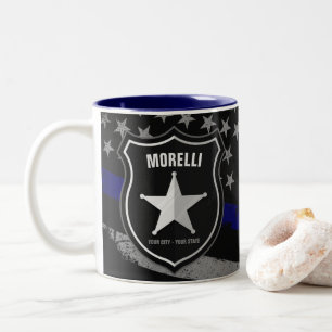 Personlig NAME Polisman Sheriff Polis Flagga Två-Tonad Mugg