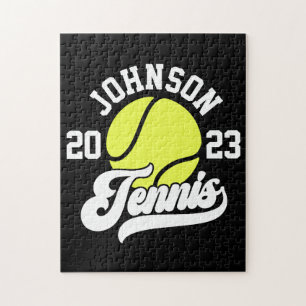 Personlig NAME Tennisspelare Racket Boll Plan Pussel