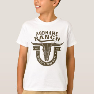 Personlig NAME Tjur Skalle Västern Ranch T Shirt