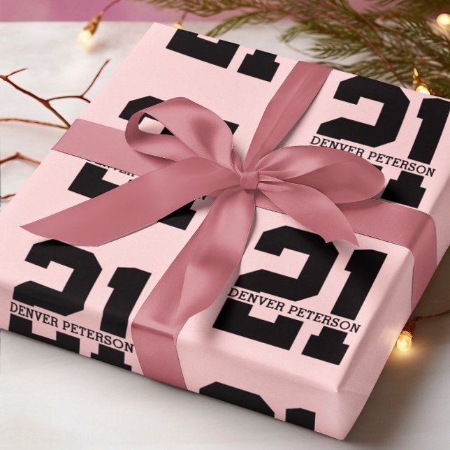 Personlig Namn 21:a födelsedag Modern Rosa Presentpapper (Skapare uppladdad)