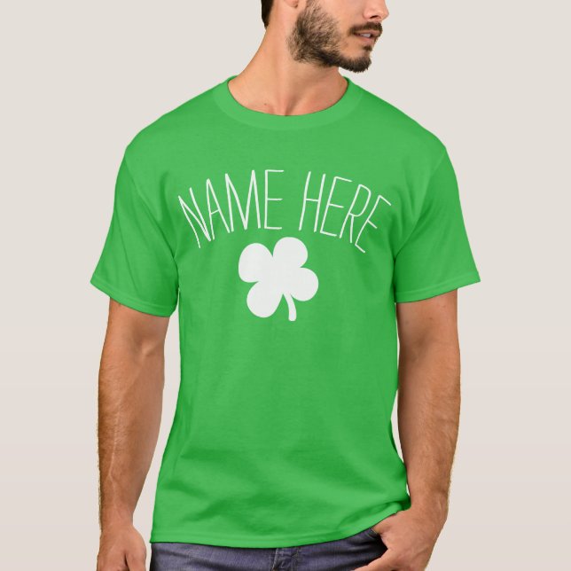 Personlig Namn 4-Löv Klöver St patricks day Tee Shirt (Framsida)