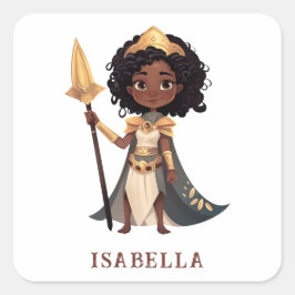 Personlig Namn African Little Knight Warrior Fyrkantigt Klistermärke