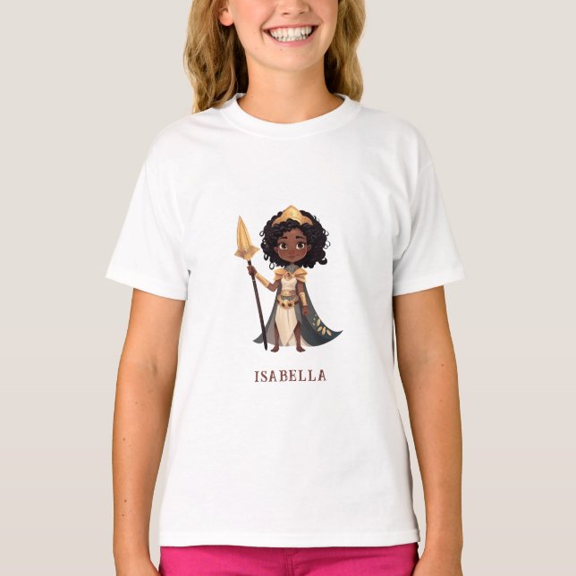 Personlig Namn African Little Knight Warrior T Shirt (Framsida)