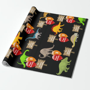 Personlig Namn & Ålder Dinosaur Birthday Presentpapper