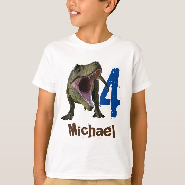 Personlig namn-åldern T-Rex Tyrannosaurus T Shirt (Framsida)