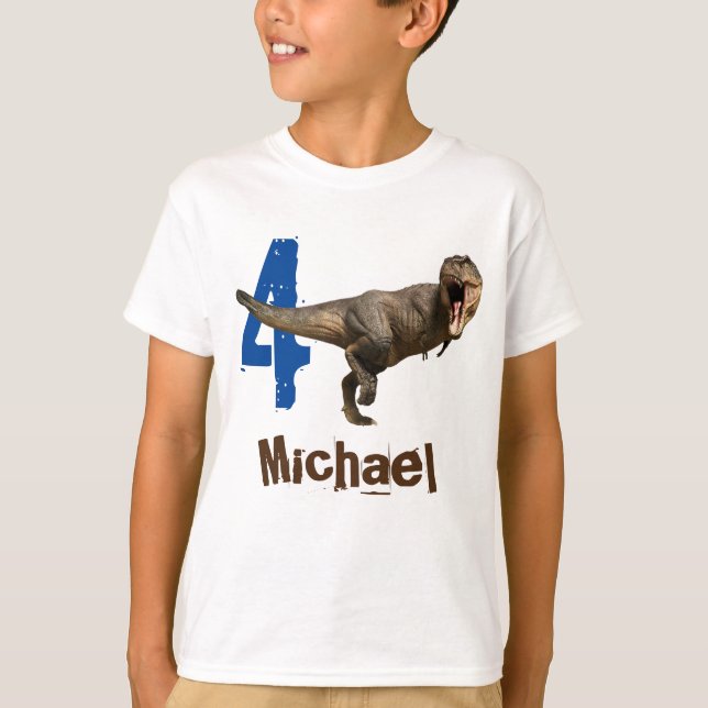 Personlig namn-åldern T-Rex Tyrannosaurus T Shirt (Framsida)