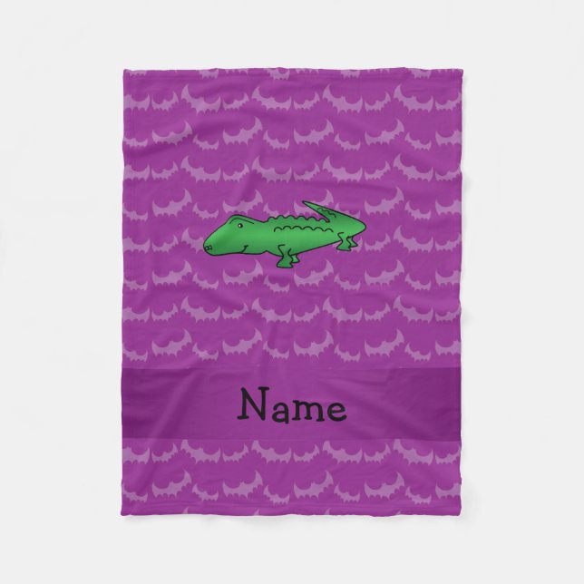 Personlig namn alligator lila fladdermöss fleecefilt (Framsidan)