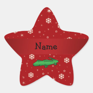 Personlig namn alligator Red snöflingor Stjärnformat Klistermärke