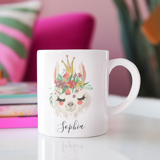Personlig Namn Alpaca Gift, Cute Llama Ansikte, Kaffemugg (Skapare uppladdad)