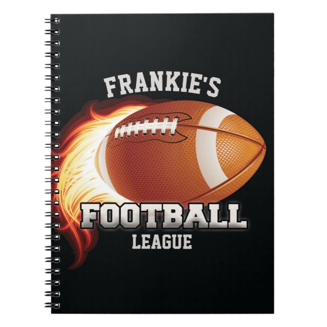 Personlig NAMN American Football Flames Sports Anteckningsbok (Framsidan)