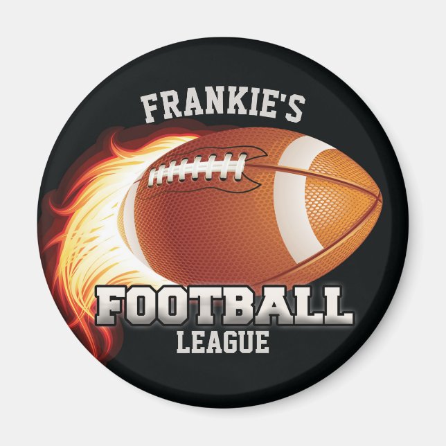 Personlig NAMN American Football Flames Sports Magnet (Framsidan)