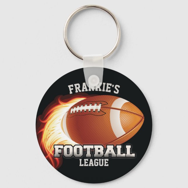 Personlig NAMN American Football Flames Sports Nyckelring (Framsida)
