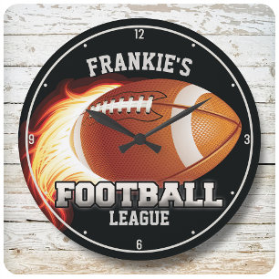 Personlig NAMN American Football Flames Sports Rund Klocka