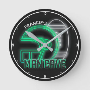 Personlig NAMN American Football Team Man Cave Rund Klocka