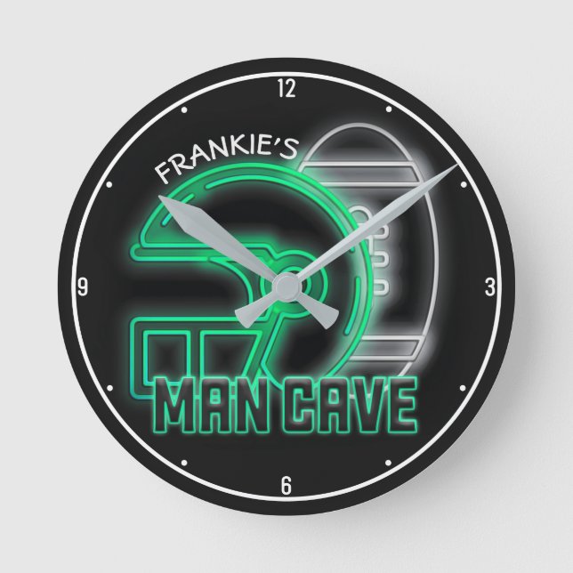 Personlig NAMN American Football Team Man Cave Rund Klocka (Framsida)