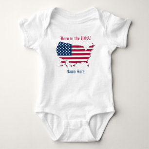 Personlig Namn Amerika Flagga Karta Born i USA T Shirt