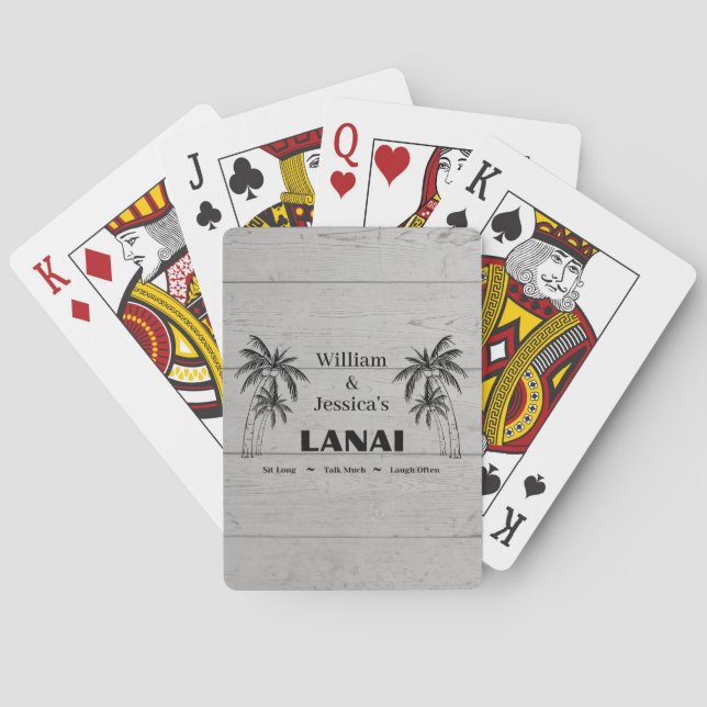 Personlig Namn Anpassningsbar Lanai Tropical Handf Casinokort (Baksidan)