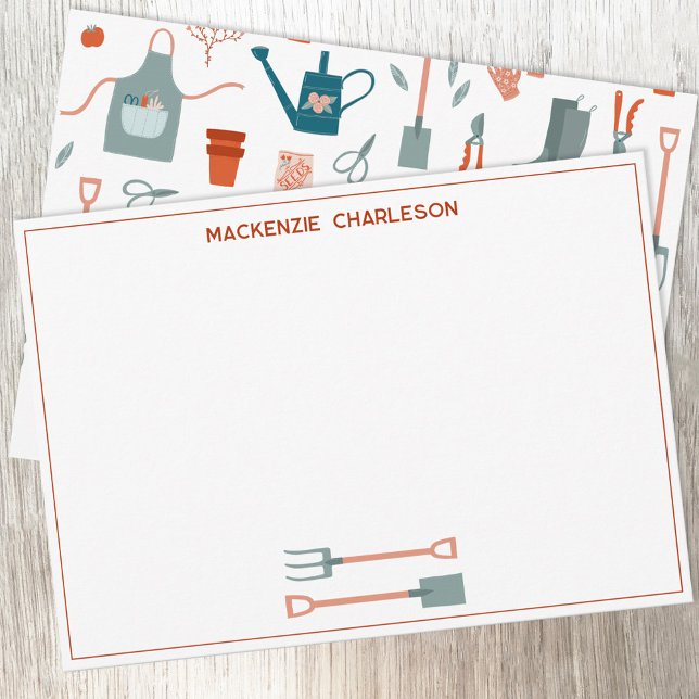 Personlig Namn  Anteckningskort (Fun gardening art personalized name note cards)