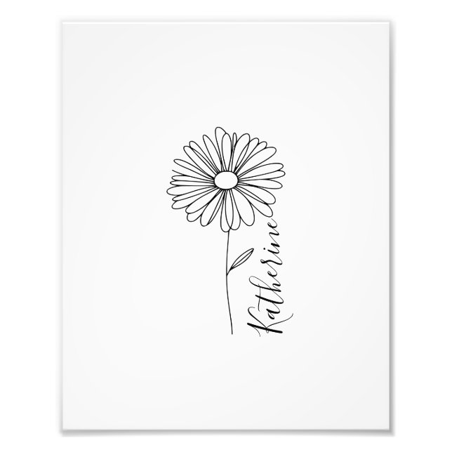 Personlig namn April daisy Birkelblomma Fototryck (Framsidan)