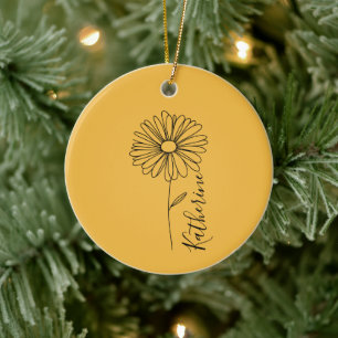 Personlig namn April daisy Birkelblomma Julgransprydnad Keramik