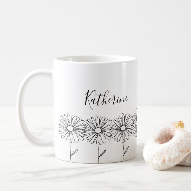 Personlig namn April daisy Birkelblomma Kaffemugg (Med munk)