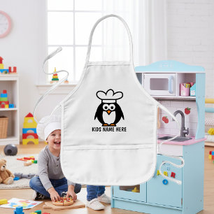 Personlig namn apron för barn Penguinchef Barnförkläde