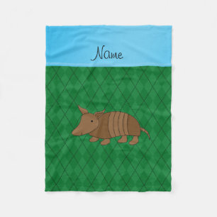 Personlig namn armadillo grönt argyle fleecefilt