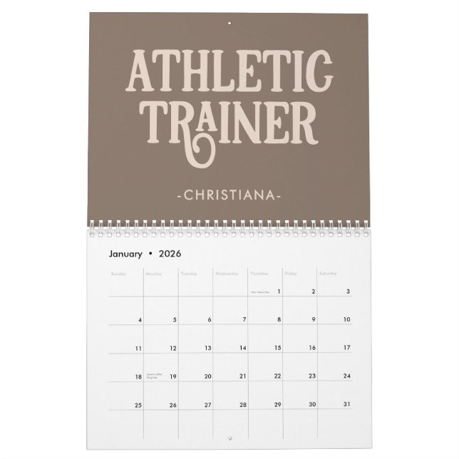 Personlig Namn Athletic Trainer Kalender (Jan 2026)