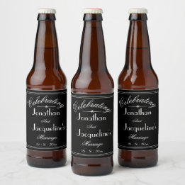 Personlig Namn B & W Bröllop Beer Flaska-etikett Ölflaska Etikett