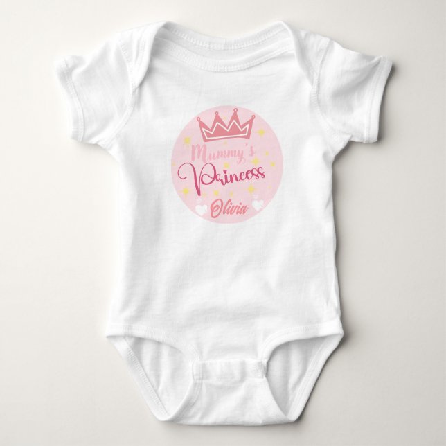 Personlig namn Baby Bodydräkt/Mummy princess T Shirt (Framsida)