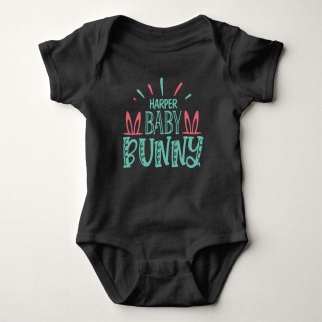 Personlig NAMN Baby Bunny Butterfly Påskägg T Shirt (Framsida)
