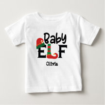Personlig Namn Baby Elf jul T-Shirt